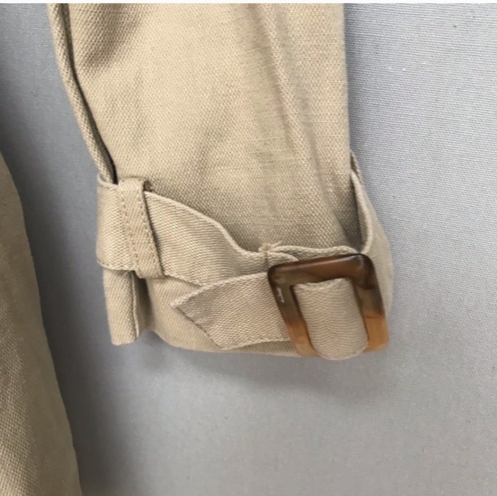 Old Navy Maternity Trench 100% Cotton Short Jacket Tan Long Sleeve Belted - Picture 7 of 8